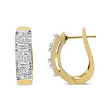 14K Yellow Gold 1/2 Cttw Princess & Baguette-Cut Diamond Invisible-Set U-Hoop Earrings (H-I Color, SI2-I1 Clarity)