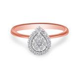 10K Rose Gold 3/8 Cttw Round-Cut Diamond Pear Promise Ring (I-J Color, I2-I3 Clarity)