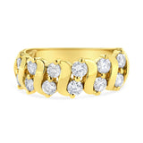 10K Yellow Gold 1.00 Cttw S Link Two Row Diamond Band Ring (K-L Color, I1-I2 Clarity)