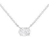 10K White Gold 1/2 Cttw 4 Prong Set Oval Shape Lab Grown Diamond East West Solitaire 18" Pendant Necklace (E-F Color, VS1-VS2 Clarity)