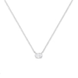 10K White Gold 1/2 Cttw 4 Prong Set Oval Shape Lab Grown Diamond East West Solitaire 18" Pendant Necklace (E-F Color, VS1-VS2 Clarity)