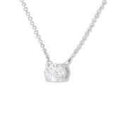 10K White Gold 1/2 Cttw 4 Prong Set Oval Shape Lab Grown Diamond East West Solitaire 18" Pendant Necklace (E-F Color, VS1-VS2 Clarity)