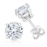 AGS Certified 14K White Gold 1.0 Cttw 4-Prong Set Brilliant Round-Cut Solitaire Diamond Push Back Stud Earrings (E-F Color, I1-I2 Clarity)