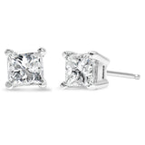 AGS Certified 14 Karat Gold Carat Total Weight 4-Prong Set Princess-Cut Solitaire Diamond Push Back Karat Stud Earrings  - Pack Of: 1