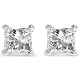 AGS Certified 14 Karat Gold Carat Total Weight 4-Prong Set Princess-Cut Solitaire Diamond Push Back Karat Stud Earrings  - Pack Of: 1