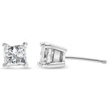 AGS Certified 14 Karat Gold Carat Total Weight 4-Prong Set Princess-Cut Solitaire Diamond Push Back Karat Stud Earrings  - Pack Of: 1