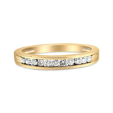 10K Yellow Gold Plated .925 Sterling Silver 1/4 Cttw Channel Set Round Diamond 11 Stone Wedding Band Ring (K-L Color, I1-I2 Clarity)