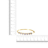 14K Yellow Gold Alternating Bezel Set 5MM Oval Shaped Tanzanite and 1/5 Cttw Diamond Bangle Bracelet (H-I Color, VS2-SI1 Clarity) - Fit's wrists up to 7.25" Inches