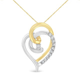 10K Yellow and White Gold Diamond Accent Open Double Heart Spiral Curl 18" Pendant Necklace (J-K Color, I2-I3 Clarity)