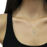 10K Yellow and White Gold Diamond Accent Open Double Heart Spiral Curl 18" Pendant Necklace (J-K Color, I2-I3 Clarity)