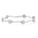 .925 Sterling Silver 1.0 Cttw Diamond Cluster Miracle-Set Station & Twisted Bar 7" Tennis Bracelet (H-I Color, I1-I2 Clarity)