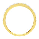 10K Yellow Gold Plated .925 Sterling Silver 1/2 Cttw Diamond 13 Stone Beaded Milgrain Band Ring (K-L Color, I1-I2 Clarity)