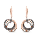 14K Rose Gold 1.00 Cttw White and Brown Diamond Intertwining Hoops and Circle Dangle Earrings (H-I/Brown Color, SI1-SI2 Clarity)