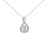 14K White Gold 1/2 Cttw Diamond Open "S" Swirl Halo Pendant 18" Pendant Necklace (J-K Color, SI2-I1 Clarity)