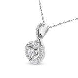 14K White Gold 1/2 Cttw Diamond Open "S" Swirl Halo Pendant 18" Pendant Necklace (J-K Color, SI2-I1 Clarity)