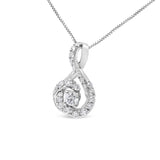 14K White Gold 1/2 Cttw Diamond Open "S" Swirl Halo Pendant 18" Pendant Necklace (J-K Color, SI2-I1 Clarity)