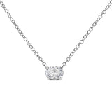 14K White Gold 1/2 Cttw Lab Grown Oval Shape Solitaire Diamond East West 18" Pendant Necklace (E-F Color, VS1-VS2 Clarity)