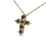 14K Yellow Gold 1/2 Cttw Round-Cut Diamond Mini Cross 18" Pendant Necklace (J-K Color, VS2-SI1 Clarity)