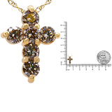 14K Yellow Gold 1/2 Cttw Round-Cut Diamond Mini Cross 18" Pendant Necklace (J-K Color, VS2-SI1 Clarity)