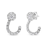 14K White Gold 1.00 Cttw Round-Cut Diamond Curved Cluster Drop Stud Earrings (G-H Color, SI1-SI2 Clarity)