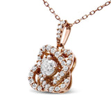 14K Rose Gold 1.00 Cttw Diamond Criss Cross Infinite Swirl "18" Pendant Necklace (H-I Color, SI2-I1 Clarity)