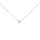 14k White Gold 5/8 Cttw Solitaire and Swirl Halo 18" Pendant Necklace (H-I Color, I1-I2 Clarity)