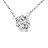 14k White Gold 5/8 Cttw Solitaire and Swirl Halo 18" Pendant Necklace (H-I Color, I1-I2 Clarity)