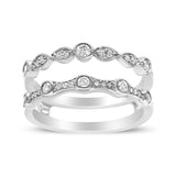 14K White Gold 1/3 Cttw Diamond Parallel Split Shank Wrap Ring Guard Enhancer (I-J Color, I2-I3 Clarity)