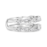 14K White Gold 1/2 Cttw Round & Baguette Diamond Enhancer Wrap Ring Guard Enhancer ( I-J Color, I1-I2 Clarity)