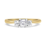 14K Yellow Gold 3/4 Cttw Cushion and Round-Cut Diamond Bostonian Style 3 Stone Engagement Ring (I-J Color, SI2-I1 Clarity)