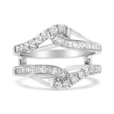 14K White Gold 0.65 Cttw Round and Baguette Invisible-Set Diamond Enhancer Wrap Ring (I-J Color, I2-I3 Clarity)