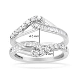 14K White Gold 0.65 Cttw Round and Baguette Invisible-Set Diamond Enhancer Wrap Ring (I-J Color, I2-I3 Clarity)