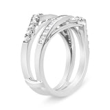 14K White Gold 0.65 Cttw Round and Baguette Invisible-Set Diamond Enhancer Wrap Ring (I-J Color, I2-I3 Clarity)