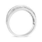 10k White Gold Men's 1.00 Cttw Channel Set 9 Princess Diamond Matte Finish Wedding Band Ring ( H-I Color, I1-I2 Clarity)