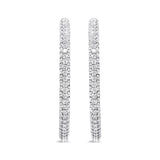 14K White Gold 3 1/2 Cttw Lab Grown Pave Set Diamond Eternity Inside Out Hoop Earrings  (G-H Color, SI1-SI2 Clarity)