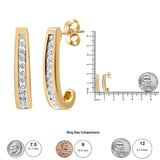 10K Yellow Gold 1/2 Cttw Channel Set Lab Grown Round Diamond J-Hoop Earrings (G-H Color, I1-I2 Clarity)