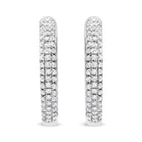 14K White Gold 2.00 Cttw Lab Grown Diamond Triple Row Inside Out Hoop Earrings (G-H Color, SI1-SI2 Clarity)