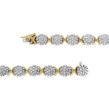 10k Yellow Gold Plated .925 Sterling Silver 5.00 Cttw Lab Grown Round Diamond Cluster Tennis Link Bracelet (G-H Color, VS1-VS2 Clarity) - 7.25"