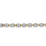 10k Yellow Gold Plated .925 Sterling Silver 5.00 Cttw Lab Grown Round Diamond Cluster Tennis Link Bracelet (G-H Color, VS1-VS2 Clarity) - 7.25"