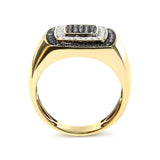 Men's 14K Yellow Gold Plated .925 Sterling Silver 3/4 Cttw White and Black Diamond Ring Band (Treated Black, I-J Color, I2-I3 Clarity)