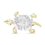 18K Yellow and White Gold 1/3 Cttw Round Pave Set Diamond Flushed Turtle Brooch Pin (H-I Color, VS2-SI1 Clarity)