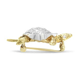 18K Yellow and White Gold 1/3 Cttw Round Pave Set Diamond Flushed Turtle Brooch Pin (H-I Color, VS2-SI1 Clarity)