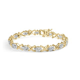 10k Yellow Gold Plated .925 Sterling Silver 2.00 Cttw Round-Cut Diamond Link 7" Bracelet (H-I Color, I2-I3 Clarity)