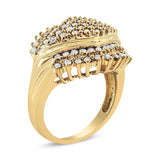 10K Yellow Gold Plated .925 Sterling Silver 1.00 Cttw Diamond Cluster Ring (Champagne Color, I2-I3 Clarity)