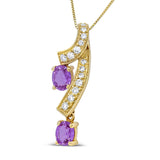 14K Yellow Gold 6x4mm Oval Pink Sapphire and 1/5 Cttw Round Diamond Pendant Necklace - (H-I Color, SI1-SI2 Clarity)