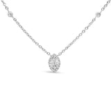 14K White Gold 1/3 Cttw Round Diamond Marquise Shaped Station Necklace - (H-I Color, SI1-SI2 Clarity) - 18"