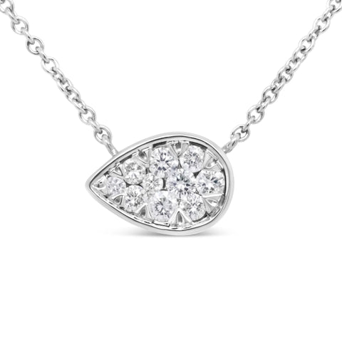 14K White Gold 1/4 Cttw Round Diamond Composite Teardrop Shape 18