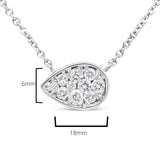 14K White Gold 1/4 Cttw Round Diamond Composite Teardrop Shape 18" Pendant Necklace - (G-H Color, SI2-I1 Clarity)