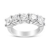 14K White Gold 3.0 Cttw Lab Grown Diamond Shared Prong Set 5 Stone Anniversary Band Ring (F-G Color, VS2-SI1 Clarity)