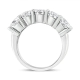 14K White Gold 3.0 Cttw Lab Grown Diamond Shared Prong Set 5 Stone Anniversary Band Ring (F-G Color, VS2-SI1 Clarity)